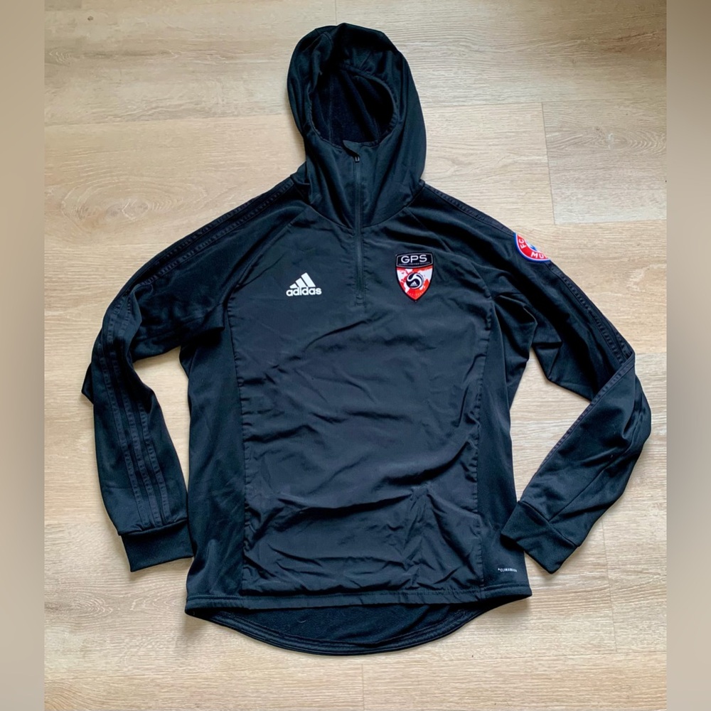 Adidas FC Bayern München ClimaWarm 1/4 Zip Hoodie Men’s M Black Soccer Pullover